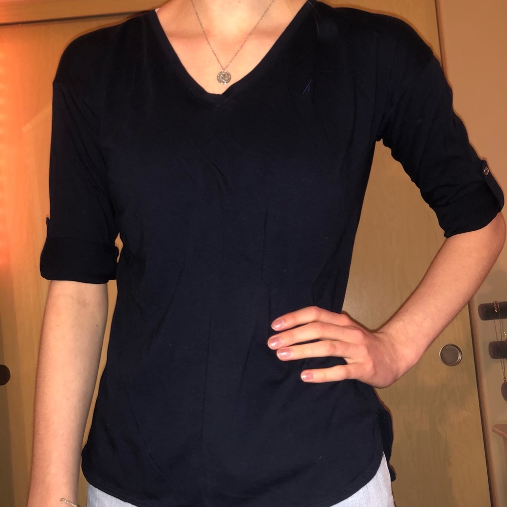 Nautica Quarter Sleeve V-Neck Shirt